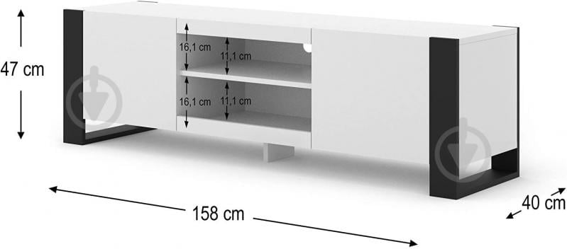 Тумба під ТВ Embawood Мондi 1880х470х400 мм чорний / 1880x470x400 мм білий - фото 3