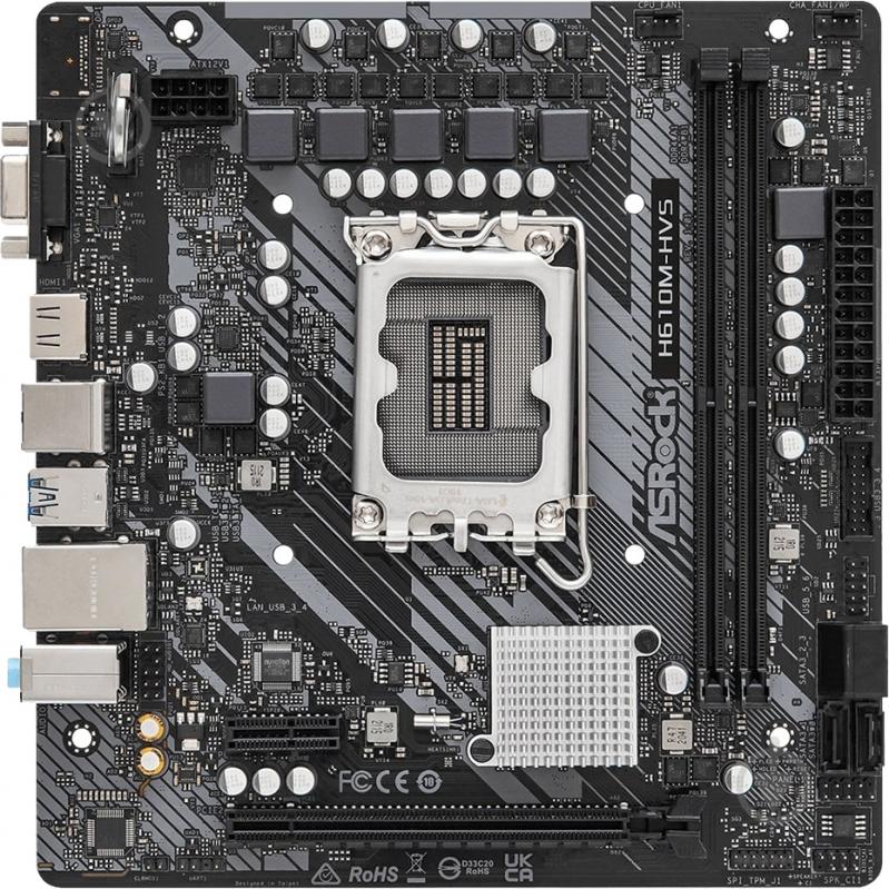 Материнська плата ASRock H610M-HVS (Socket 1700, Intel H610, micro ATX) - фото 1