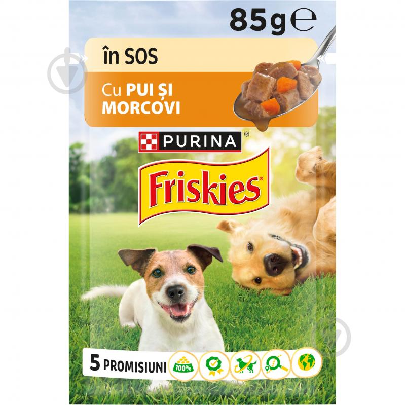 Корм вологий FRISKIES by Purina Adult шматочки у підливці з куркою та морквою 85 г - фото 1 Корм вологий FRISKIES by Purina Adult шматочки у підливці з куркою та морквою 85 г - фото 1