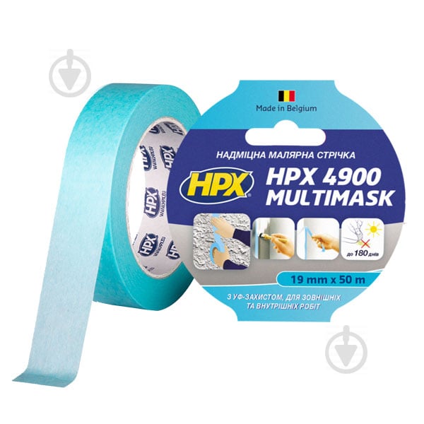 Лента малярная HPX 4900 Multimask надміцна 120°С 19 мм x 50 м - фото 1