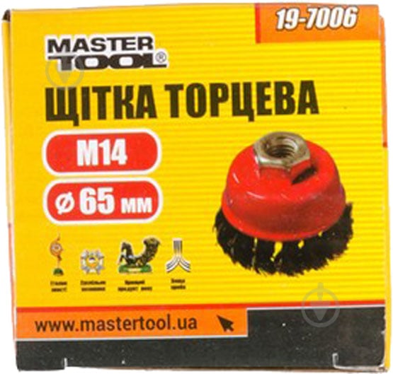 Щітка торцева D65 М14 MasterTool з плетеного дроту 19-7006 - фото 2