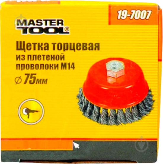 Щетка торцевая D75 М14 MasterTool из плетеной проволоки 19-7007 - фото 2