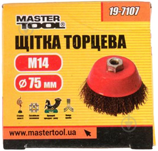 Щетка торцевая D 75 М14 MasterTool из латунированной рифленой проволоки 19-7107 - фото 2