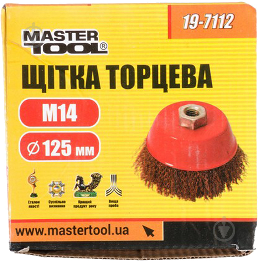 Щетка торцевая D125 М14 MasterTool из латунированной рифленой проволоки 19-7112 - фото 2