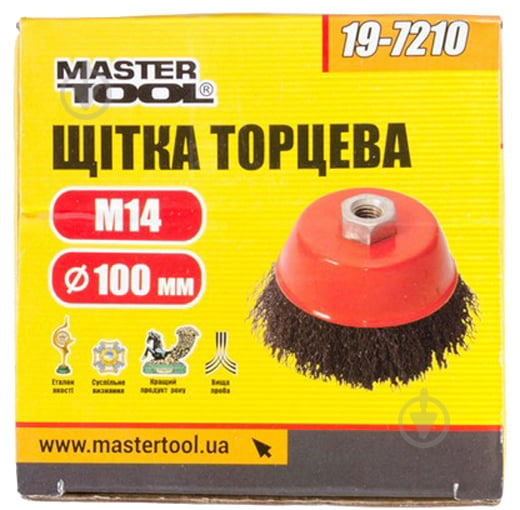 Щітка торцева D100 М14 MasterTool з рифленого дроту 19-7210 - фото 2