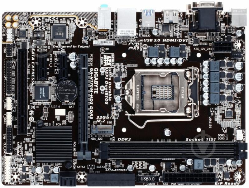 Материнская плата Gigabyte GA-H170M-HD3 DDR3 (Socket 1151, Intel H170, mirco ATX) - фото 1