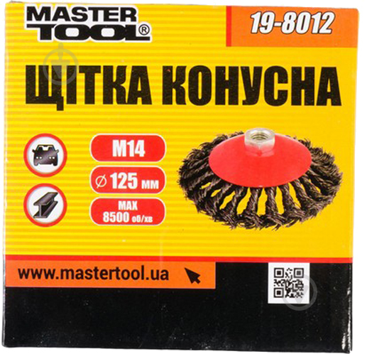 Щетка конусная D 125 М14 MasterTool из плетеной проволоки 19-8012 - фото 2