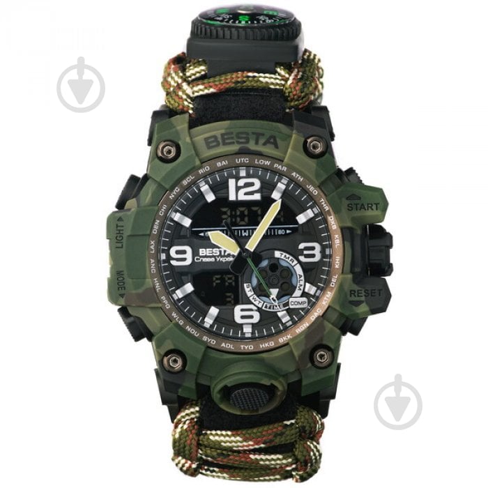 Годинник тактичний Besta Military з компасом BESTA army green (2373.07.13) - фото 1