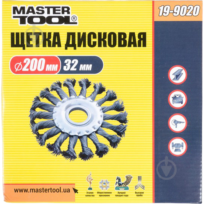 Щетка дисковая D 200х22,2 мм MasterTool из плетеной проволоки 19-9020 - фото 2