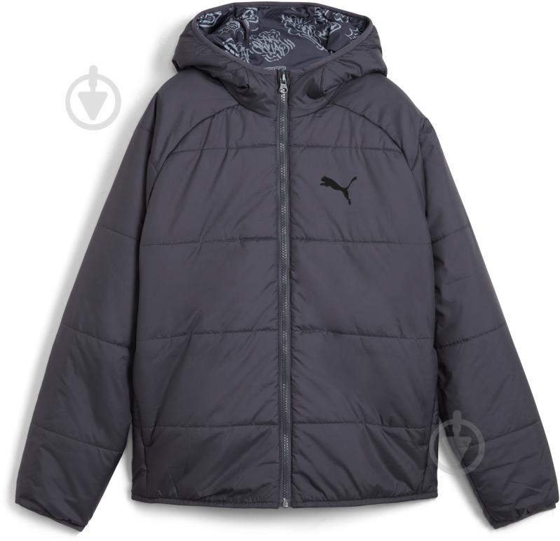 Куртка для мальчиков демисезонная Puma REVERSIBLE PUFFER JACKET B 68283369 р.110 темно-серая - фото 1