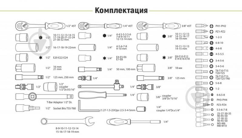 Набор ручного инструмента Alloid 218 шт. НГ-4218П - фото 6