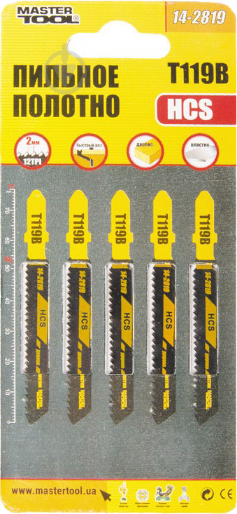 Набір пилок для електролобзика MasterTool 12TPI L 77 мм T119B 5 шт. 14-2819 - фото 2