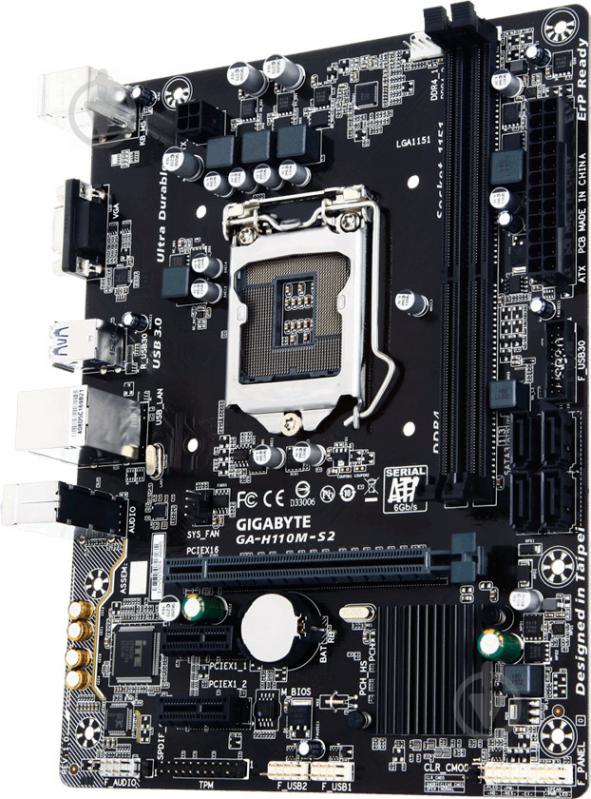 Материнська плата Gigabyte GA-H110M-S2 DDR3 (Socket 1151, Intel H110, micro ATX) - фото 2