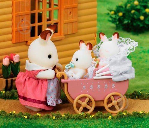 Игровой набор Sylvanian Families Шоколадные кролики-двойняшки в коляске 5432 - фото 4