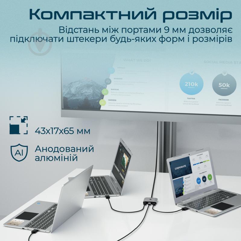 Сплиттер Promate MediaSwitch-H3 4K 3хHDMI to HDMI 0,5 м серебряный (mediaswitch-h3.silver) - фото 5