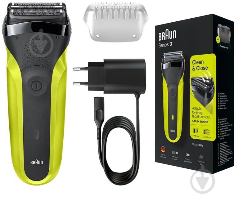 Електробритва Braun SERIES 3 300S BLACK/GREEN - фото 5 Електробритва Braun SERIES 3 300S BLACK/GREEN - фото 5