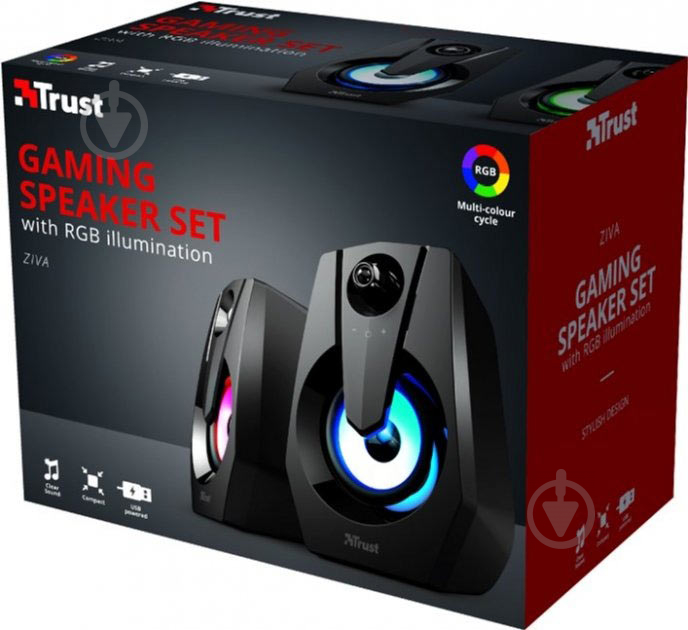 Акустическая система Trust Ziva RGB Illuminated Gaming Speaker Set (24071) 2.0 black - фото 9