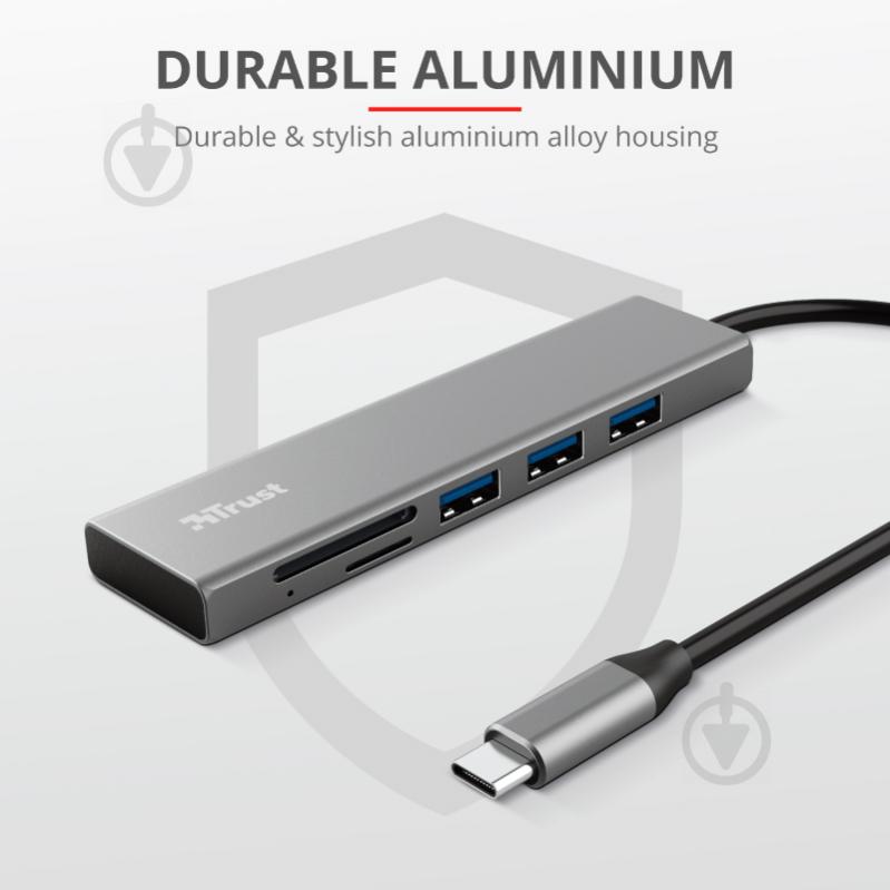 USB-хаб Trust HALYX FAST 3USB+CARD READER USB-C - фото 7