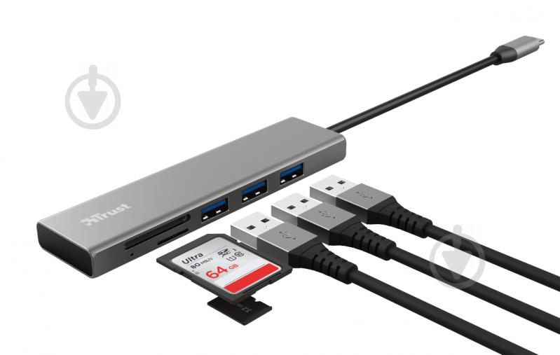 USB-хаб Trust HALYX FAST 3USB+CARD READER USB-C - фото 5