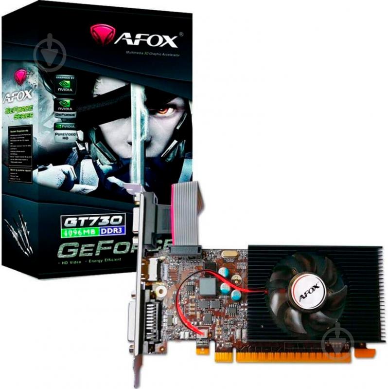 Видеокарта AFOX Geforce GT730 Low Profile 4GB GDDR3 128bit (AF730-4096D3L8) - фото 1