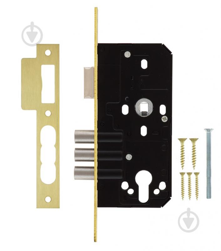 Дверний замок вхідний SANTOS 1-WAY DIN 972 PB UNIV BS50 мм 72 мм латунь - фото 3