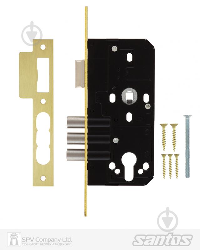Дверной замок входной SANTOS 1-WAY DIN 985 PB UNIV BS55 мм 85 мм латунь - фото 3