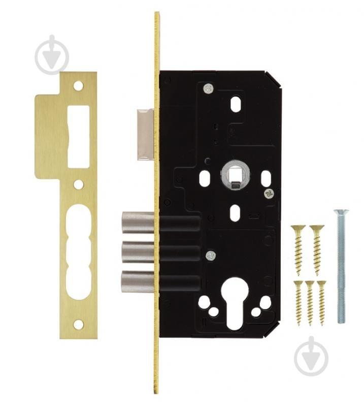 Дверной замок входной SANTOS 1-WAY DIN 990 PB UNIV BS50 мм 90 мм латунь - фото 3