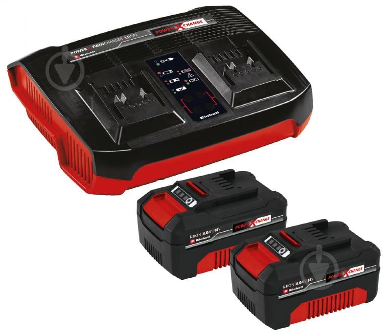 Набір Einhell акумулятор + зарядний пристрій 18V PXC Twincharger Kit 2x4 Аг 4512112 - фото 1