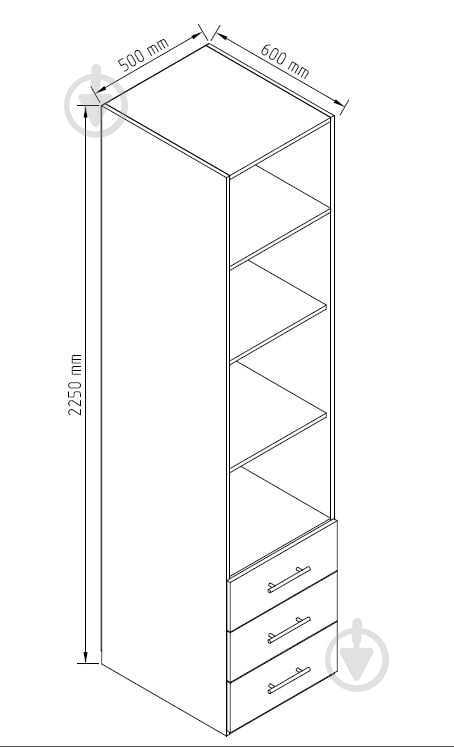 Пенал Світ Меблів Crystal 2250х500х600 мм німфея альба лакований білий - фото 5 Пенал Світ Меблів Crystal 2250х500х600 мм німфея альба лакований білий - фото 5