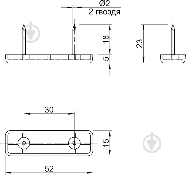 Підп'ятник меблевий DC на 2-х гвоздях упаковка 10 шт - фото 2