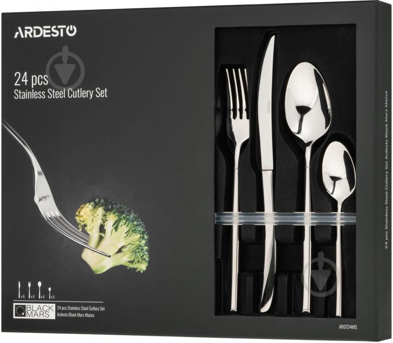 Набор столовых приборов Ardesto Black Mars Monza 24 шт. серебряный AR0724MS - фото 8 Набор столовых приборов Ardesto Black Mars Monza 24 шт. серебряный AR0724MS - фото 8