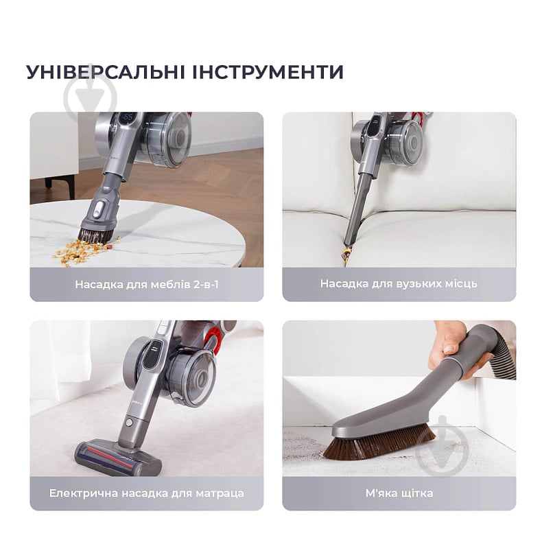 Пылесос аккумуляторный JIMMY Cordless vacuum cleaner Xiaomi H9 FLEX grey/red - фото 11