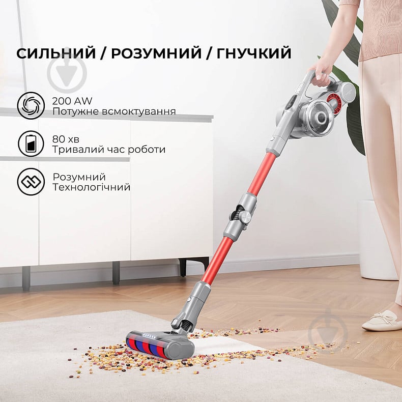 Пылесос аккумуляторный JIMMY Cordless vacuum cleaner Xiaomi H9 FLEX grey/red - фото 6