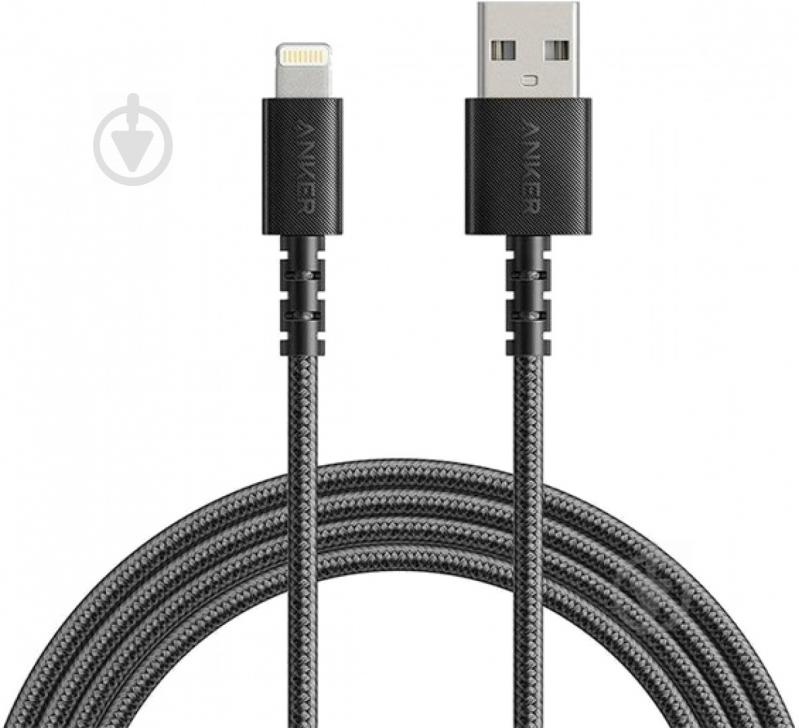 Кабель Anker Lightning - USB Type-C 1,8 м черный (A8013H11) - фото 1