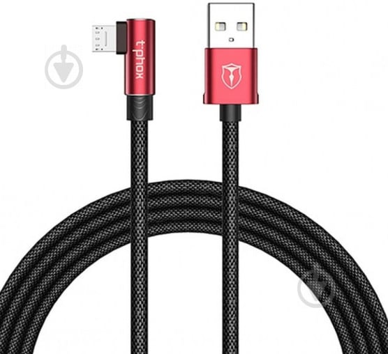 Кабель T-PHOX USB – microUSB 1,2 м (T-M804 Black/Red) - фото 1