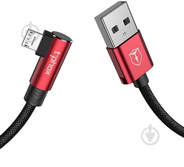 Кабель T-PHOX USB – microUSB 1,2 м (T-M804 Black/Red) - фото 2