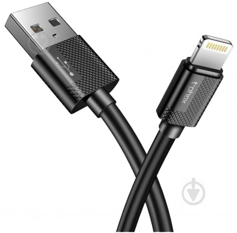 Кабель T-PHOX Lightning - USB Type-C 2 м чорний (T-L801(2) black) - фото 1