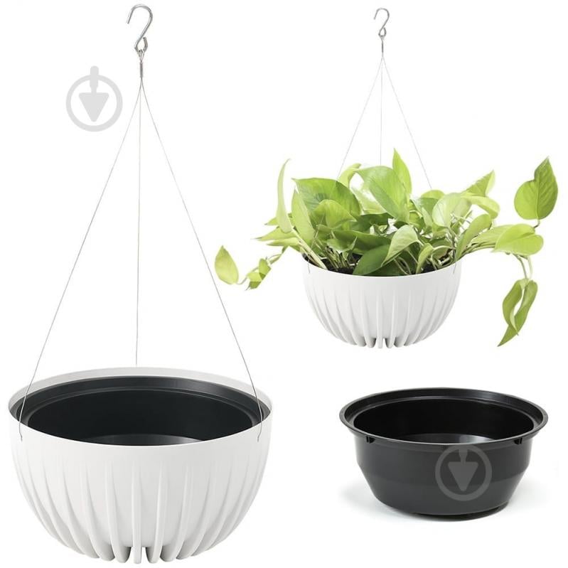 Кашпо підвісне пластик MIRA BOWL 30х16 см круглий антрацит 6,3 л Ламела (9829774) - фото 2