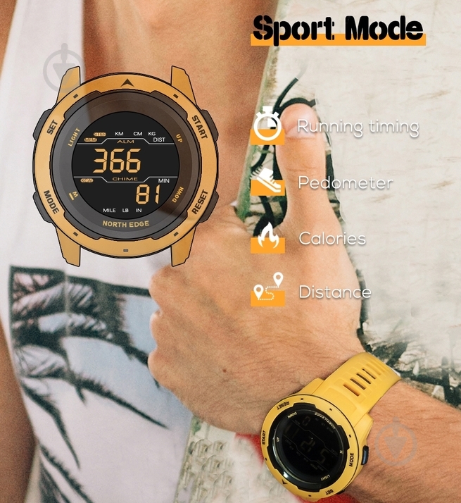 Часы тактические MARS Pro Yellow 5BAR North Edge - фото 9