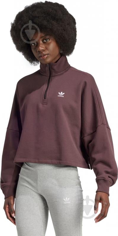 Свитшот Adidas ESS SWEATSHIRT FLEECE 1/2 Zip IY9675 р.L коричневый - фото 1