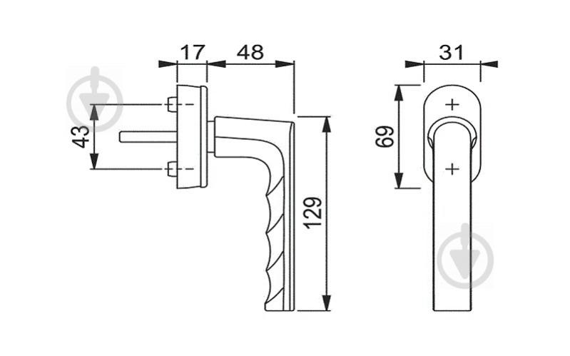 Ручка оконная Гамбург SecuForte 0700/UD9020 32-42 мм 45° F1 серебро Hoppe - фото 2