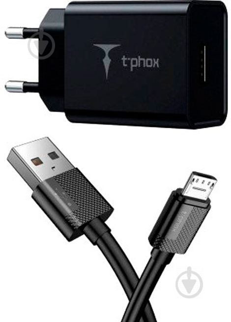 Сетевое зарядное устройство T-PHOX Mini 12W 2.4A black - фото 1