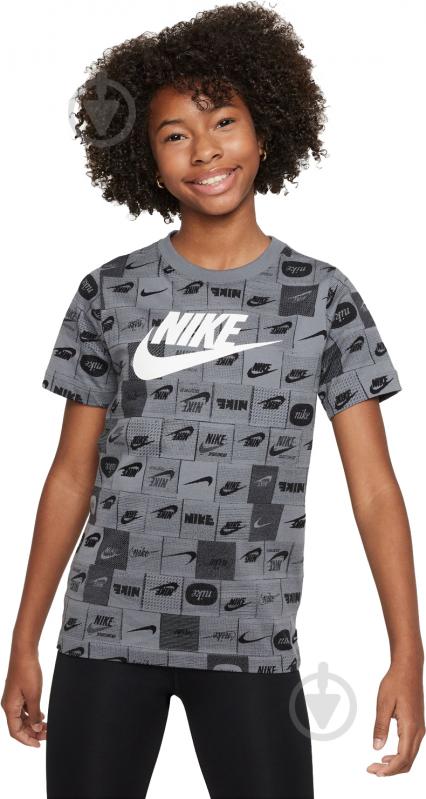 Футболка Nike K NS TEE CLUB SSNL AOP HBR FN9609-084 р.XS сірий - фото 1