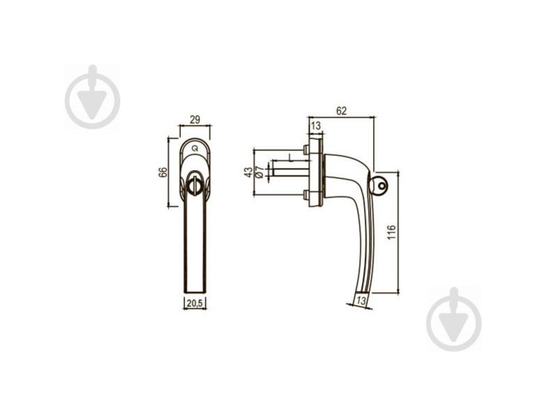 Ручка оконная FG10.S.AL ABS c фиксатором-ключем 37 мм 90° F9 сталь GreenteQ - фото 3