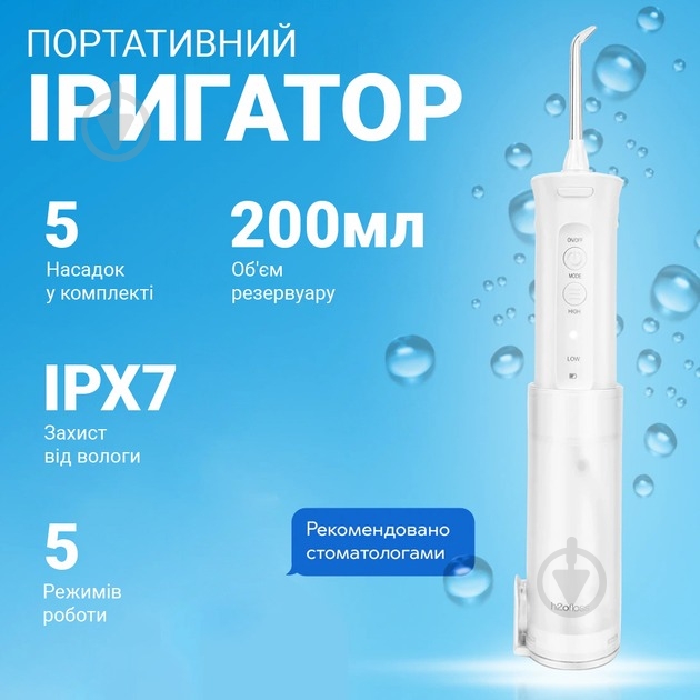 Ирригатор h2ofloss HF-10 mini (H2O-HF10-white) - фото 2