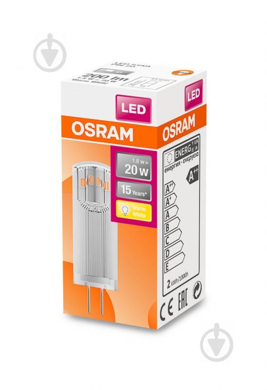 Лампа светодиодная Osram LED PIN 20 1,7 Вт капсульна прозора G4 12 В 2700 К - фото 2