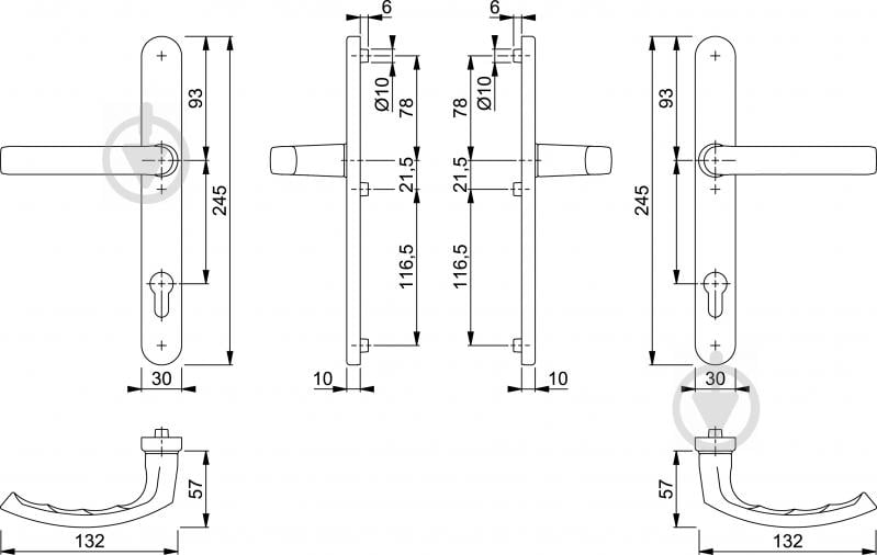 Ручка на планке Hoppe Льеж 1540/3346 E-92 TS67-72 F1 PZ 92 мм серый - фото 2