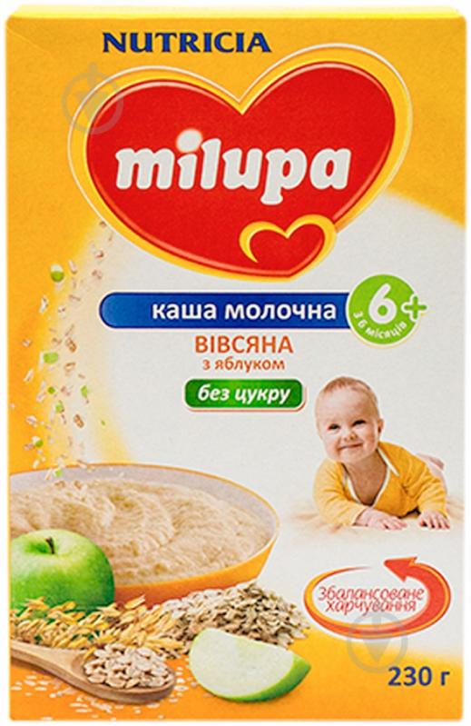 Каша молочна Milupa від 6 місяців вівсяна з яблуком 230 г - фото 1