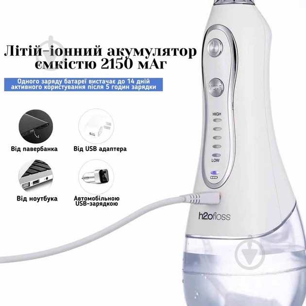 Іригатор h2ofloss Travel Kit H2O-HF6-white - фото 9