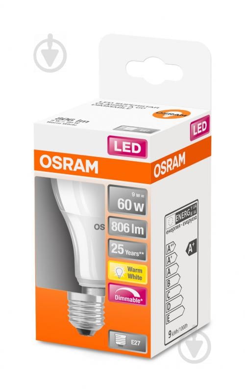 Лампа світлодіодна Osram 9 Вт CLA60 матова E27 220 В 2700 К 4052899911222 - фото 2